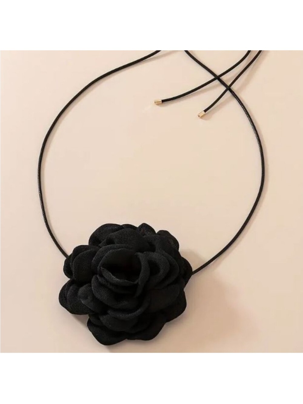 Black Floral Cord Necklace